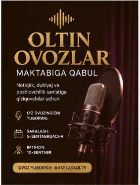 «Oltin ovozlar» maktabiga qabul
